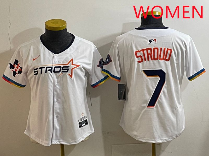 Women Houston Astros #7 Stroud White Fourth generation Joint Name Nike 2025 MLB Jersey style 2->youth mlb jersey->Youth Jersey